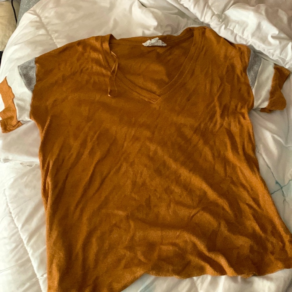 Cute brown gray V-neck